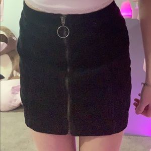 black zip lip ribbed mini skirt, forever 21